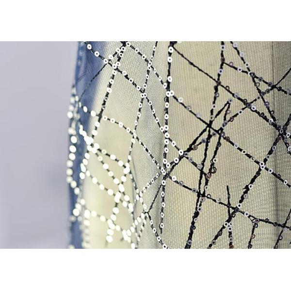 Embroidery Royal Blue Sequin Lace Fabric For Wedding Dress Evening Gown