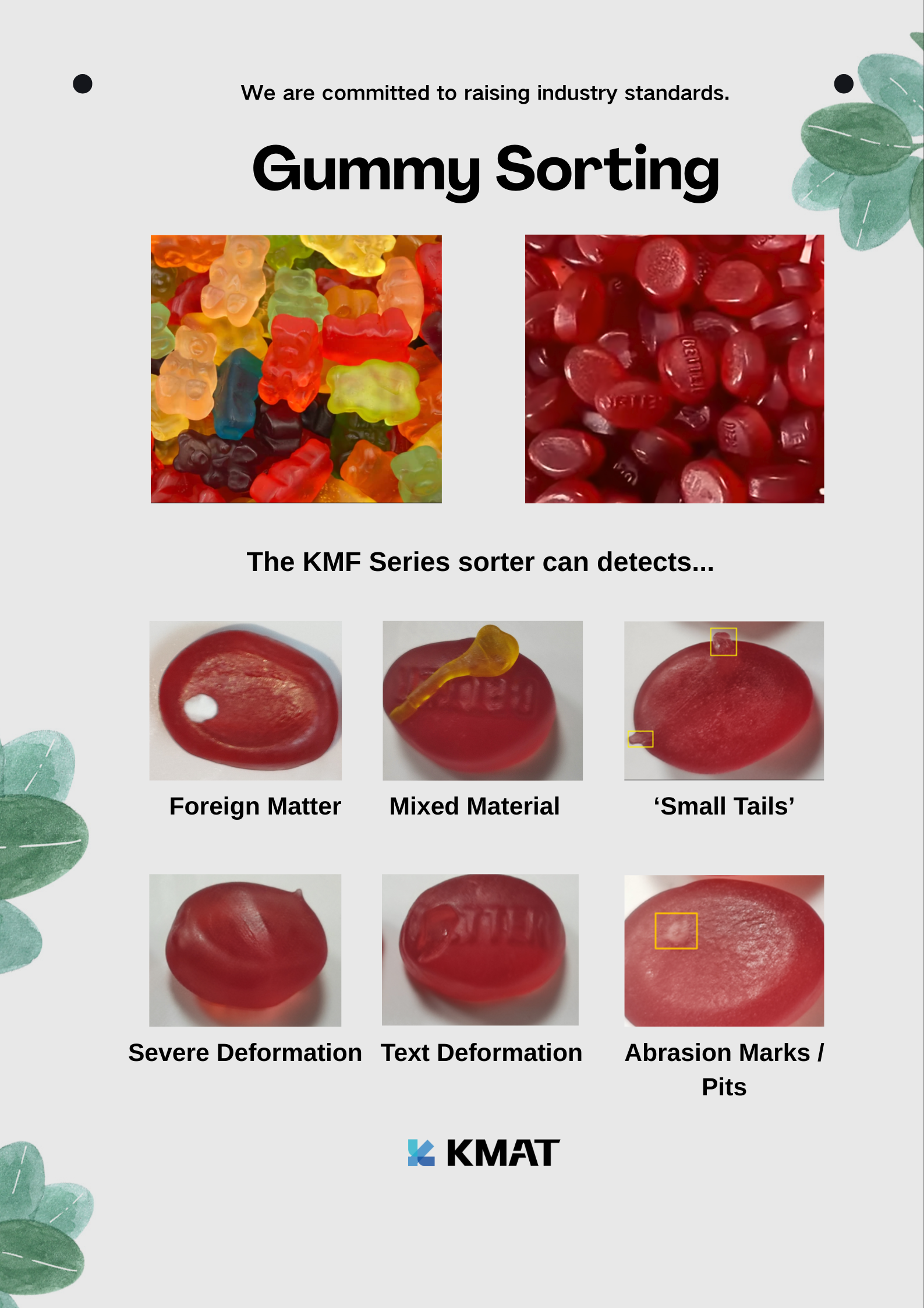 KMF600-2 Gummy Sorting Machine | Multi‑Category Defect Detection for Soft Candies