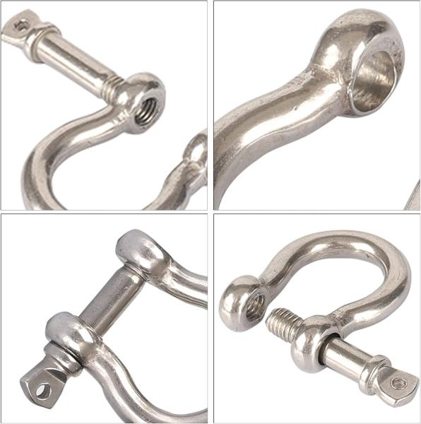 Lifting Purposes Stainless Steel Bow Shackles with Collar Pin Type and Polished Finish
