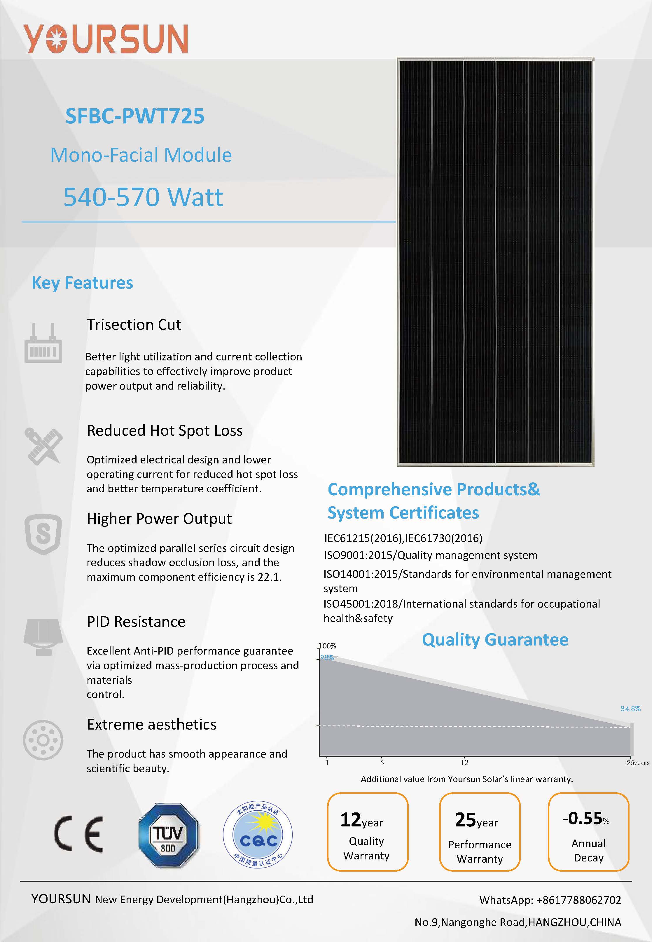 Trisection Cut Bifacial Solar Panels 600W N Type Solar Panel High Module Efficiency