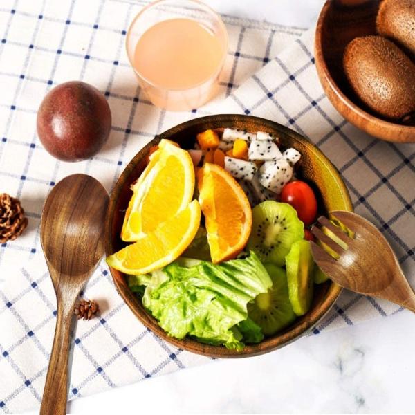 Handmade токсин высекаенный акацией деревянный салатницы свободное 9,5" x3.1»