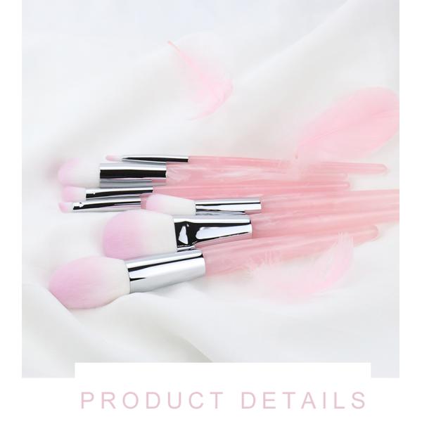 Exquisite Foundation Cosmetic Makeup Brush Set 7PCS Private Label Pink Resin Handle