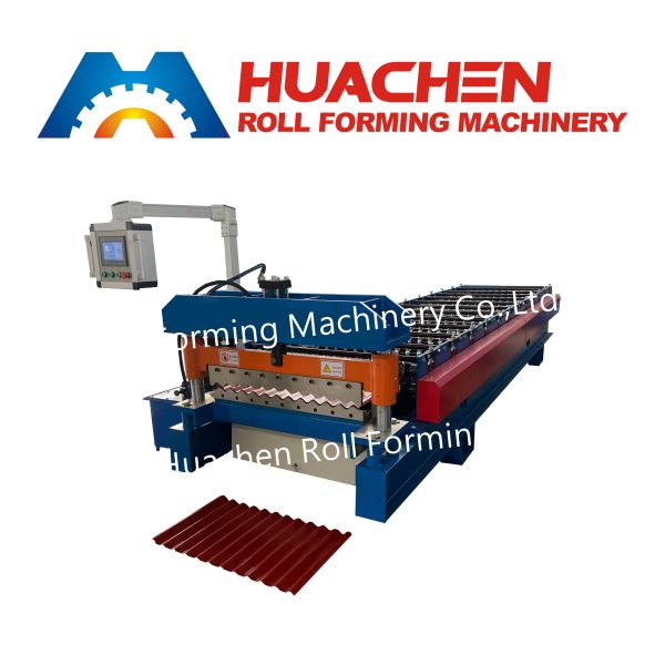 Steel plate trapezoidal roof profile plate forming machine Ibr Roof panel coil forming machine production line