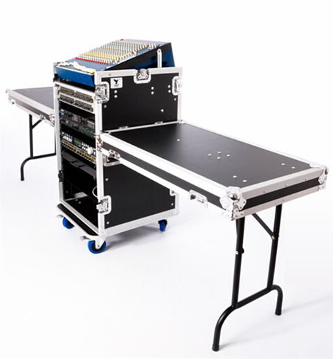 12U Black Anti-Shock Rack Aluminum Tool Cases Wheels For DJ