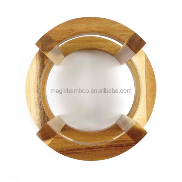 Make Pet Eat Elevated Bamboo Wooden Pet Food Feeder With Stainless Steel Bowls Single Tier