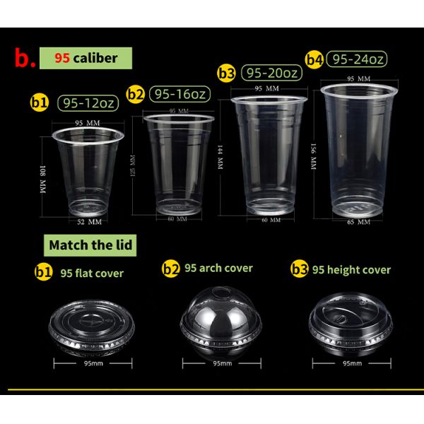 90mm/95mm Plastic Pet Cup With Lid For Beverage Shops Custom Printed Logo