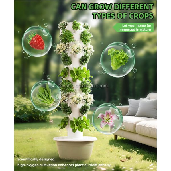 220V Pump 20 Planting Holes ABS/PP Material Vertical Hydroponic Tower for Strawberry Growing