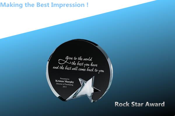 crystal rock star award/ crystal circle award/crystal trophy/acrylic star award/glass