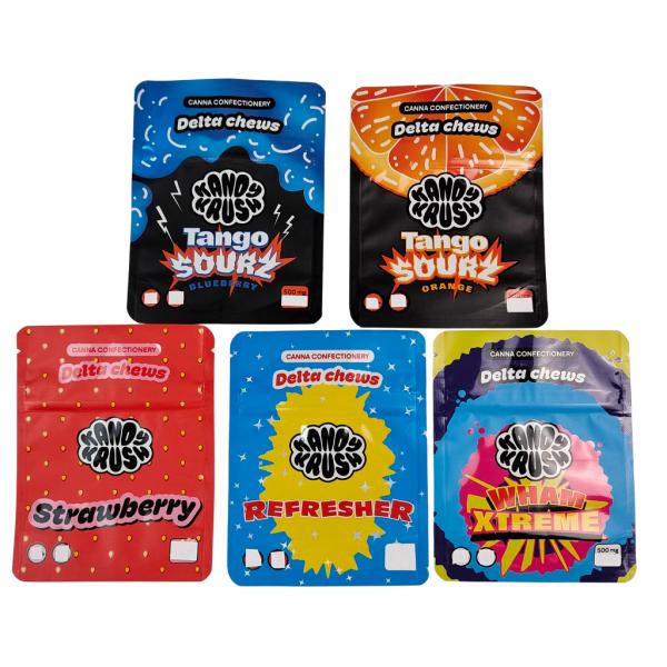 Rainbow Custom Printed 3.5g 8th Stand up Mylar Bag Edibles Smell Proof Special Shaped Bag for Cookie Gummy Cali Pack Combo