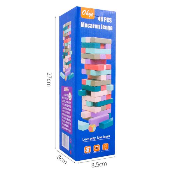 Equilibre 48pcs coloreó bloques de madera del dominó apiló los juguetes educativos del arco iris