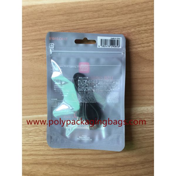 Dustproof Plastic Zipper Pouch For Iphone Earphone Charger Cable With Hand Hole