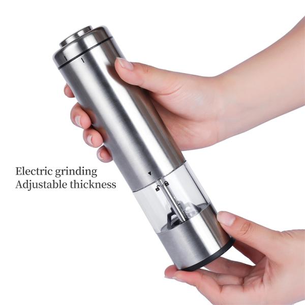 One Handed Operated Electric Pepper Grinder Adjustable Coarseness for Effortless BBQ