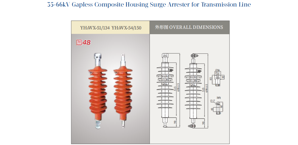 35-66kV Gapless Composite Housing Surge Arrester for Transmission Line