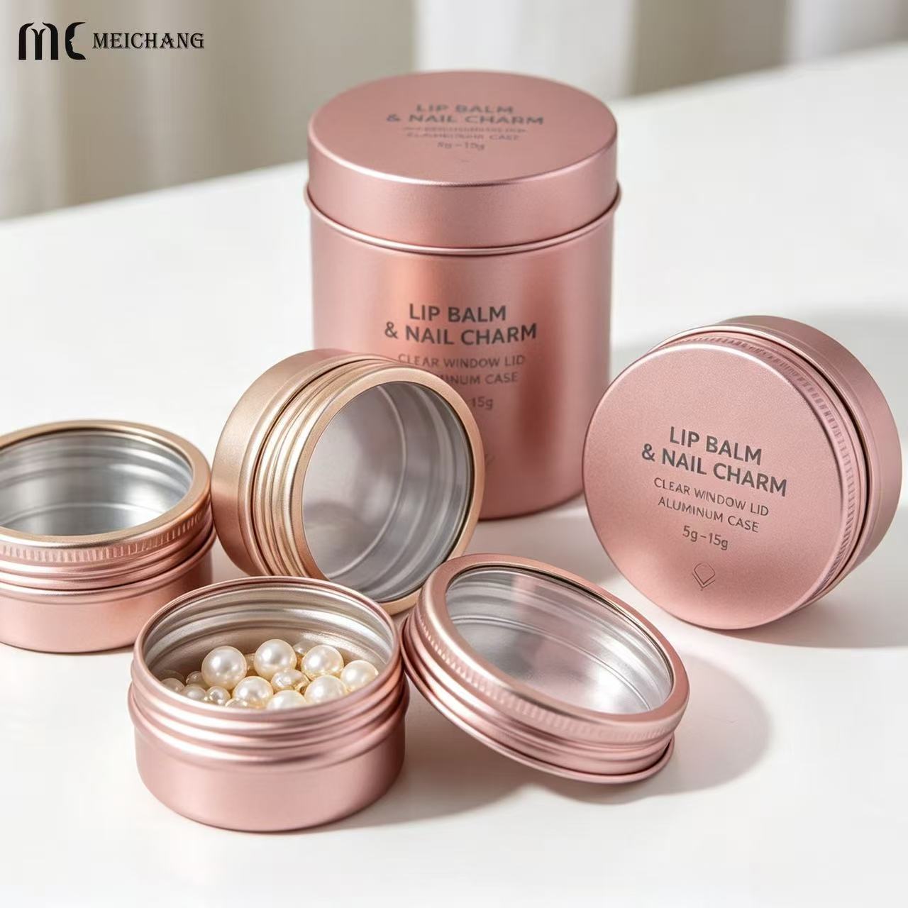 15ml–150ml Round Aluminum Screw Top Tin Jar with Clear PVC Window Lid (MC-809）