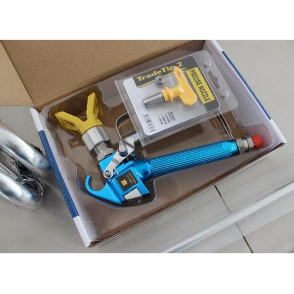Silver Blue Airless Paint Sprayer Gun Anodized Aluminum Forged Body For High Ratio Paint