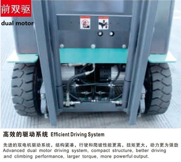Efficient Driving Electric Warehouse Forklift 48V 4901Ah Compact Structure With 3 Wheel