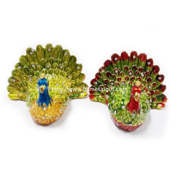 Beautiful peacock jewelry gift boxes alloys pewter peacock mini jewelry box