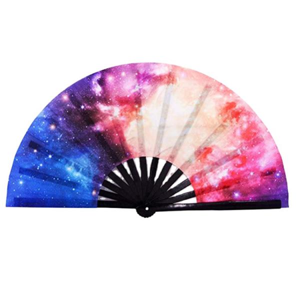 Large Bamboo Folding Hand Fan Custom Print Rave Festival Handheld Fan for Promotional Gifts