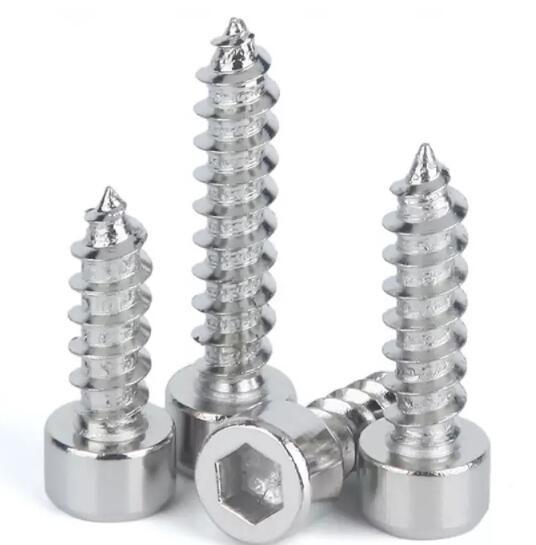 Allen Hex Socket Cap Head Self Tapping Wood Screws Nickel Plated Steel