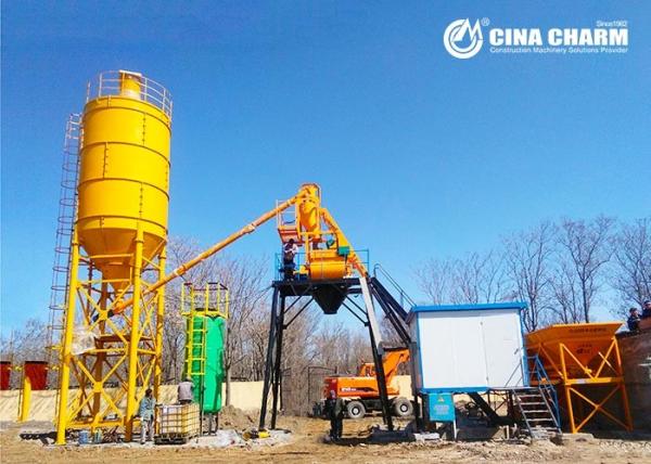 Stationary Cinacharm Aggregate 80mm HZS25 Concrete Mixing Plant