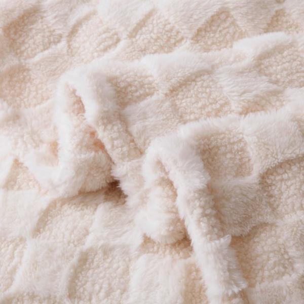 Checkered Baby Blanket 30x40 Inches Ultra Soft Polyester Off-White