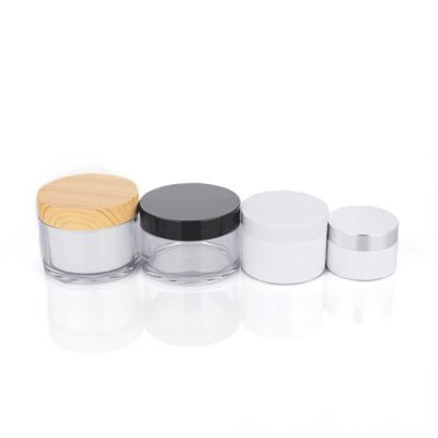 100g Cylindrical Transparent Clear Plastic Bottle With Bamboo Lid For Empty Cream Jar