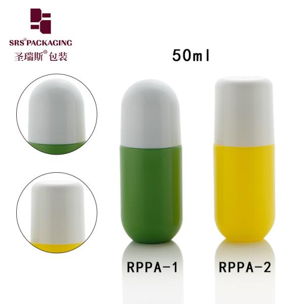 RPPA-50ml Empty PP Plastic Roller Bottle Blue Round Top Hollow Ball For Gel