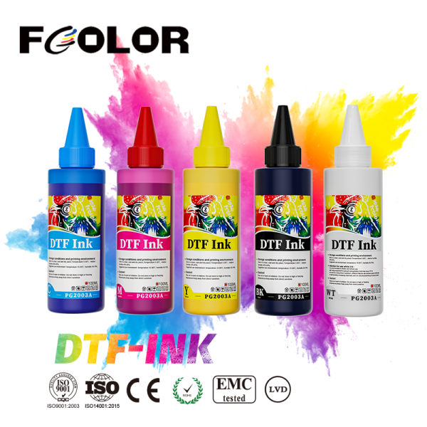 Fcolor Manufacturer 100ml Not Crack White DTF Textile Pigment Ink for Epson I3200 DX7 XP600 Dtf Printer