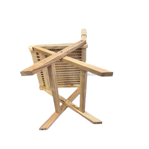 Classical Woven Rope Cord Nordic Lounge Chair with Customized Designs Solid Wood