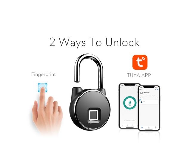Outdoor Waterproof Fingerprint Smart Padlock Tuya USB Charging IP65