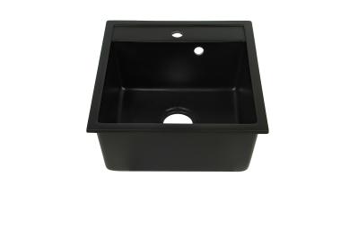 210mm Top Mount Matt Black Kitchen Sink With Drainboard 480*450mm