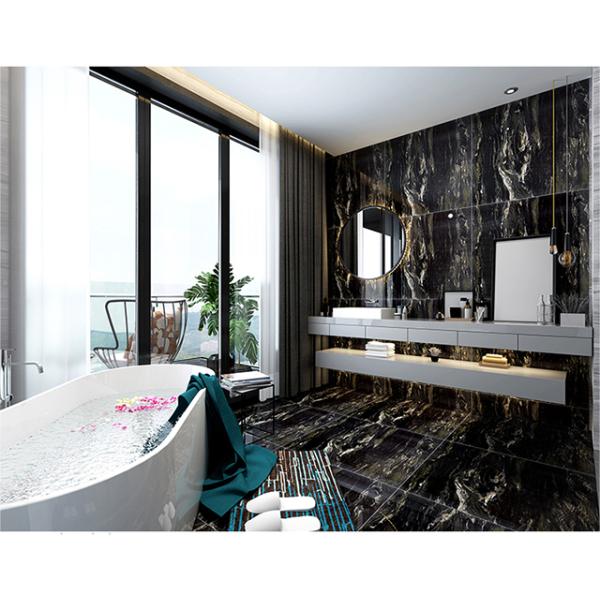 Modern Polished Porcelain Floor Tiles Black White For Living Room