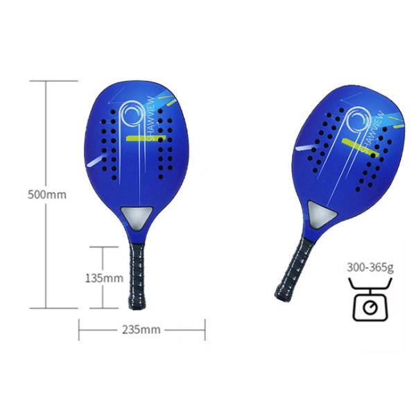 Sports Beach Tennis Racket Carbon Fiber 12k Eva 22 Degree Customized Logo