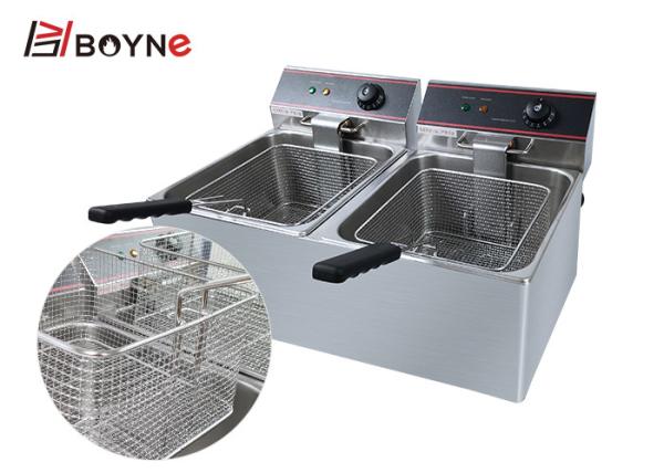 6.5kw Commercial Kitchen Cooking Equipment 2 Tank 11L Stainless Steel Deep Fryer