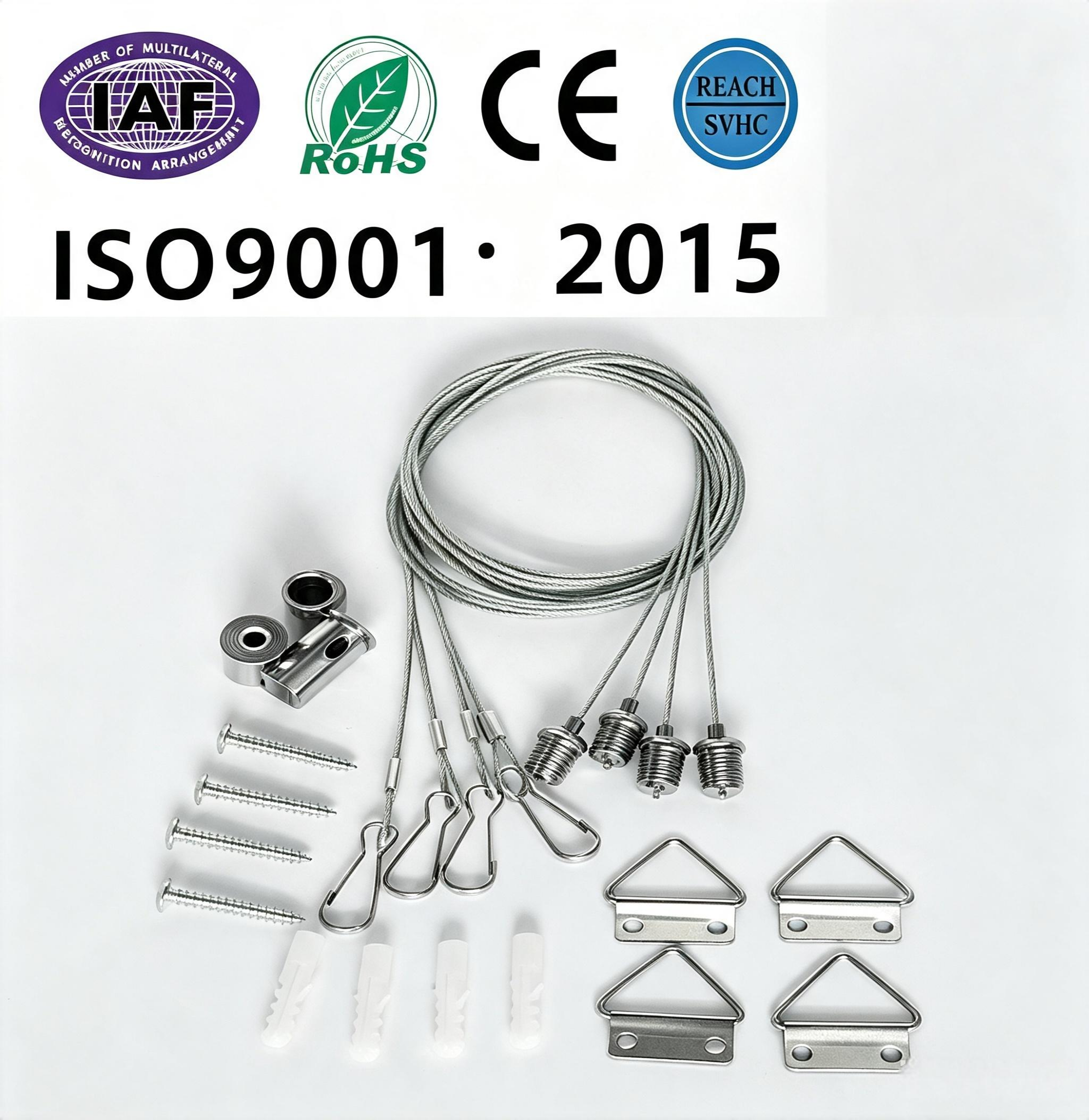 Adjustable Panel Lighting One Set Steel Wire Rope Hanging Kit With Triangle Brackets