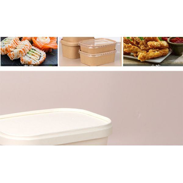 Custom Disposable Biodegradable Paper Bowl Heatable Kraft Waterproof Packaging Food Container Lunch Box