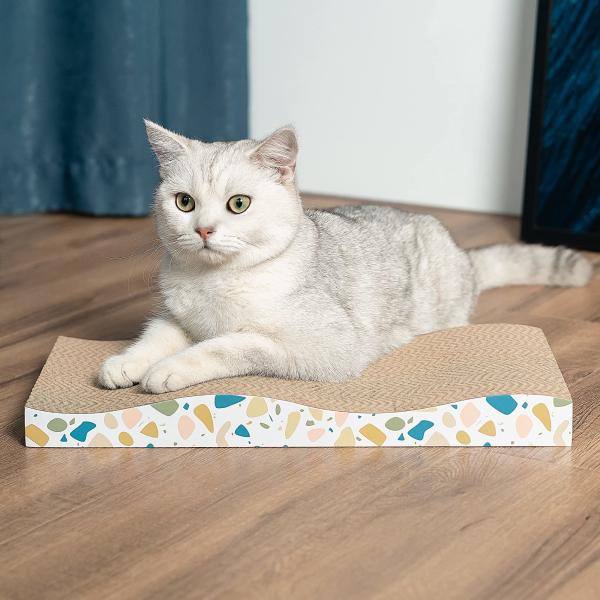 Durable Corrugated Cardboard Scratching Board for Indoor Cats, Heavy Duty, Double-Sided Usability, Recyclable with Catnip