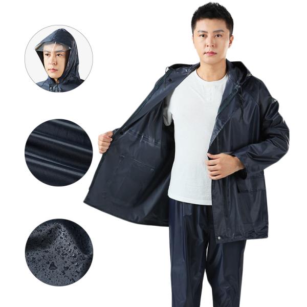 Rainy Day Adults Mens Rain Jacket Suit Raincoat with Pants Waterproof Working Clothes