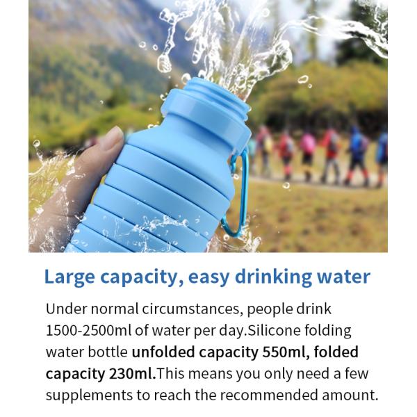 Silicone Sleeve 500ML Collapsible Water Bottle with Lid Eco-Friendly and Durable