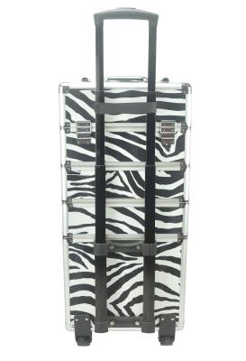 4 In 1 Aluminum Makeup Trolley Case In Zebra Color, Zebra Pro Makeup Case