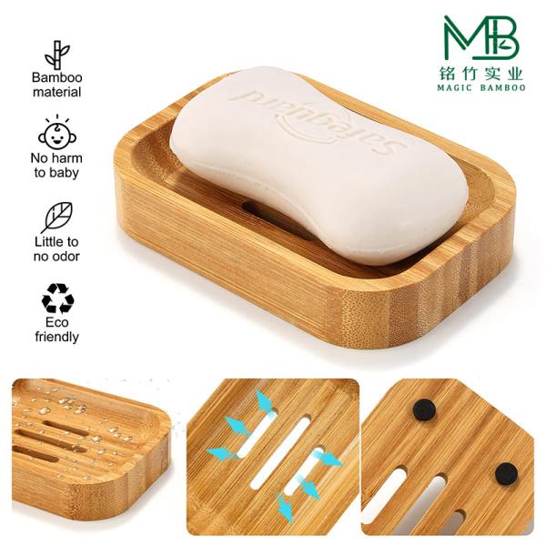 Premium Bamboo Drain Soap Dish For Bathroom Shelves
