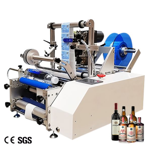 200W Semi Automatic Bottle Labeling Equipment Tabletop Round Bottle Labeler Applicator Machine