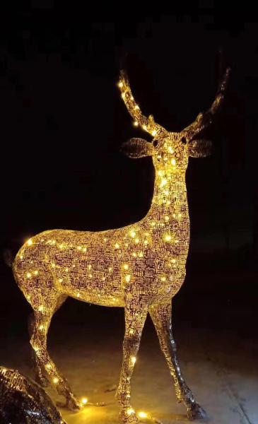 2019 New Designs Stainless Steel Elk Wapiti Metal Art Sculpture For 5 Star Hotel Decoration