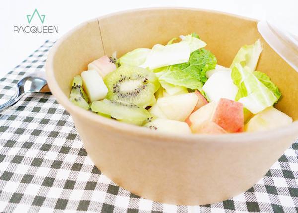 Oil / Leak Resistant Salad Paper Bowl PET Lids Sustainable Packaging