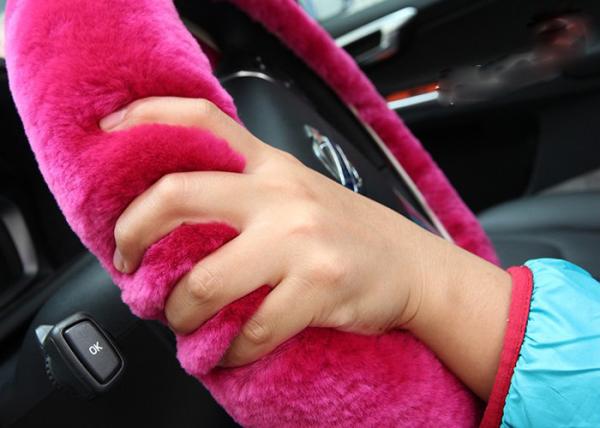 Tampas de volante femininos bonitos do carro, tampa de volante real da pele do inverno 