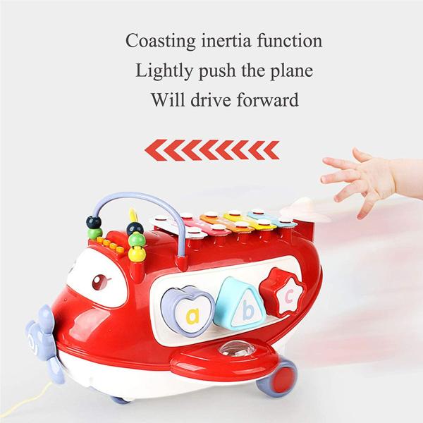 Children's Puzzle Toy Kids Learning Toddler Pull Toy with Piano and Airplane Melodies