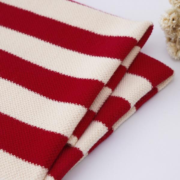 Пике пряжа крашены трикотажная ткань 320 г Красно-белый мягкий полосатый ткань Терри