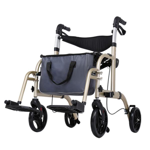 Folding Wheels Rollator Wheelchair Walker Aluminum Alloy , Trolley Walkers For Disabled