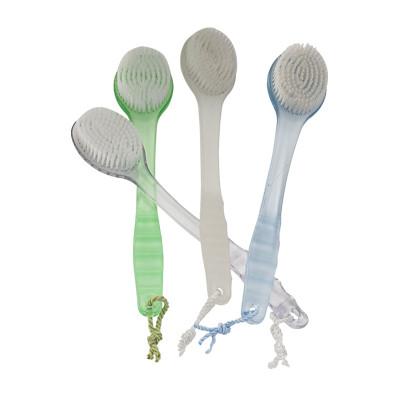 Dual Sided Back Scrubber Body Bath Brush Plastic Handle With Groove