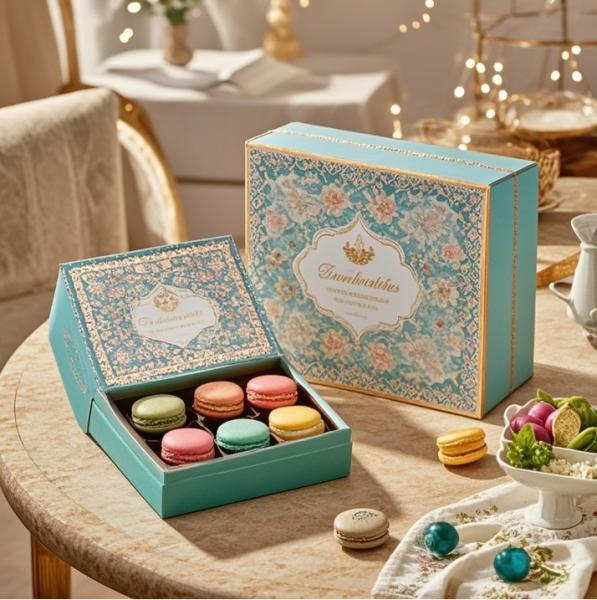 Low MOQ Customized Luxury Logo Paper Macaron Packaging Box with Divider Paper Packaging Macaron Gift Box